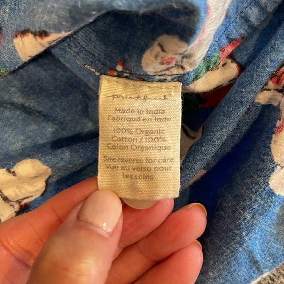 Printfresh Blue Long Pajama Set Dog Pattern, Anthropologie, Organic Cotton, XXS - Picture 14 of 16